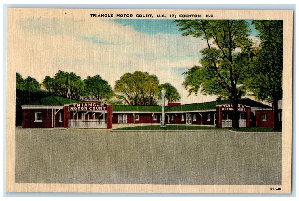 c1940's Triangle Motor Court US 17 Edenton North Carolina NC Unposted Postcard