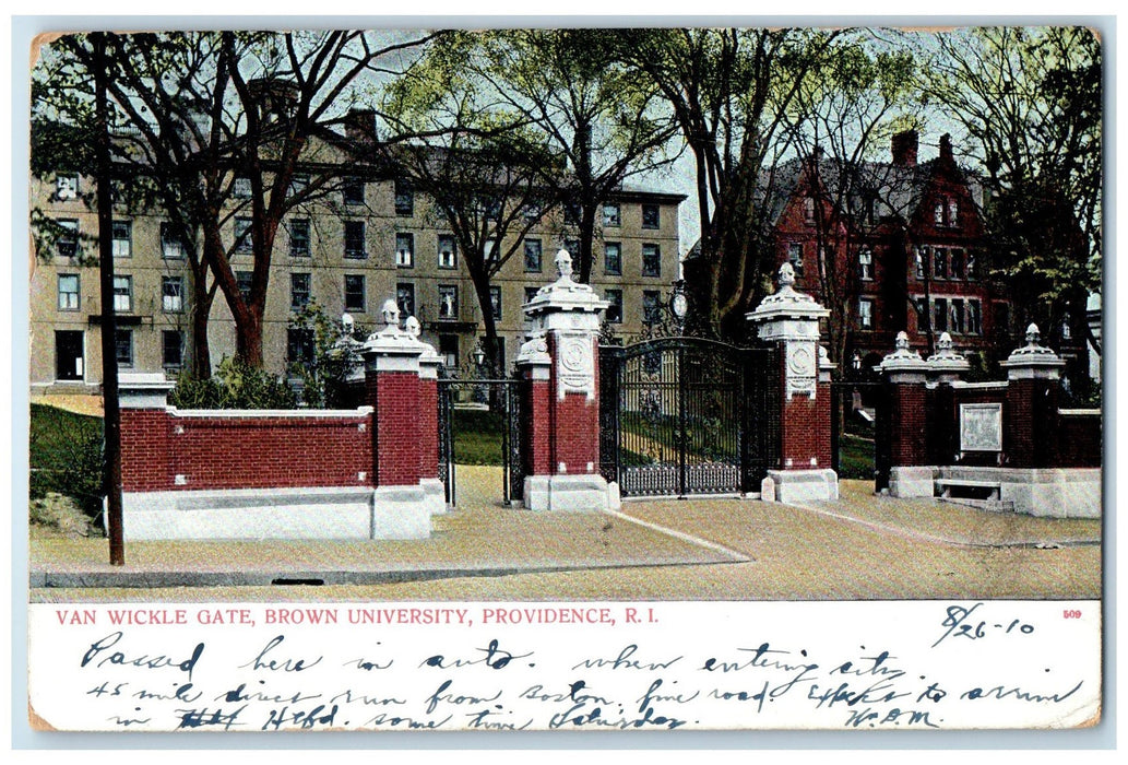 1910 Van Wickle Gate Brown University Exterior Providence RI Posted Postcard