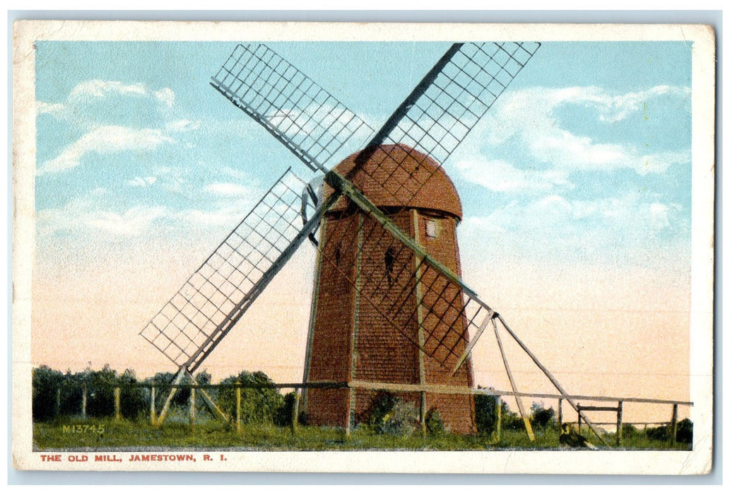 1917 The Old Mill Fence Scene Jamestown Rhode Island RI Posted Vintage Postcard