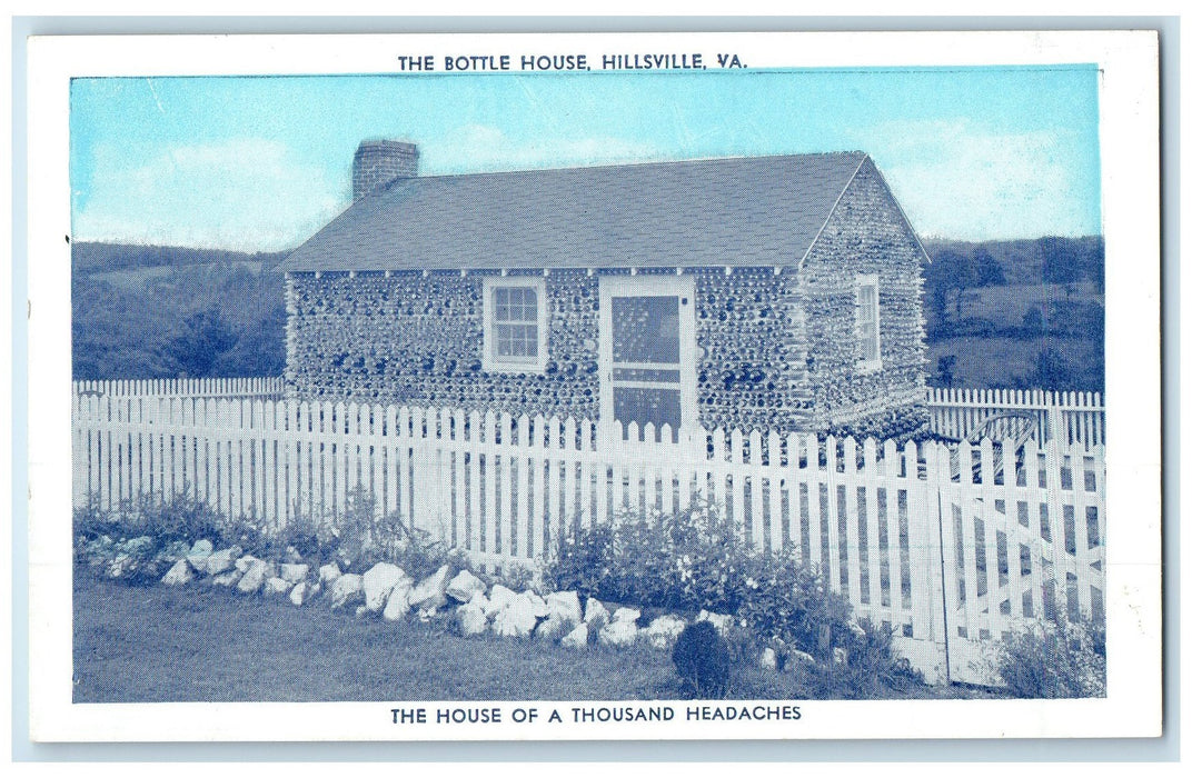 c1920's The Bottle House A Thousand Of Headaches Hillsville Virginia VA Postcard