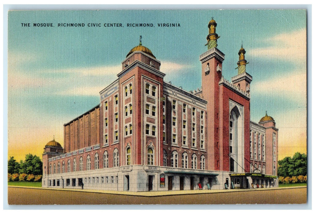 c1940's The Mosque Richmond Civic Center Building Richmond Virginia VA Postcard