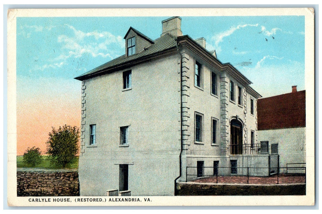 1937 Carlyle House Restored Generals Headquarter Alexandria Virginia VA Postcard