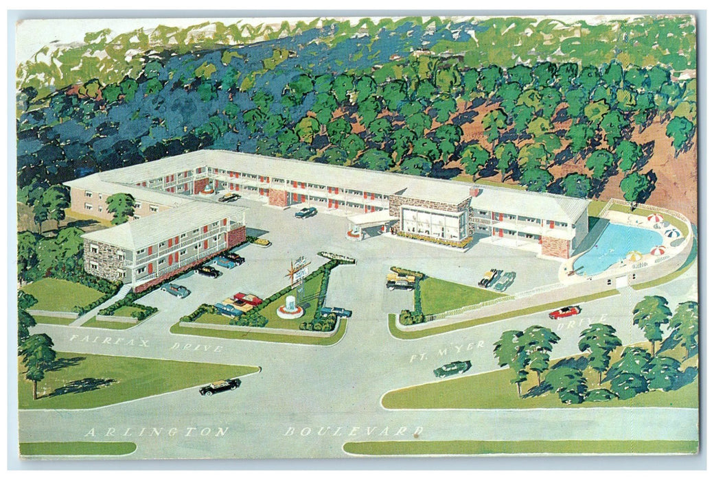 c1950's Iwo Jima Motor Hotel Restaurant Building Arlington Virginia VA Postcard