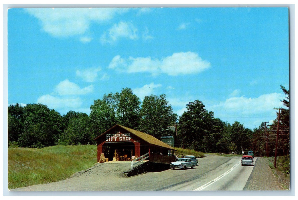 c1960's Covered Bridge Gift Shop Scene Putney Vermont VT Unposted Cars Postcard