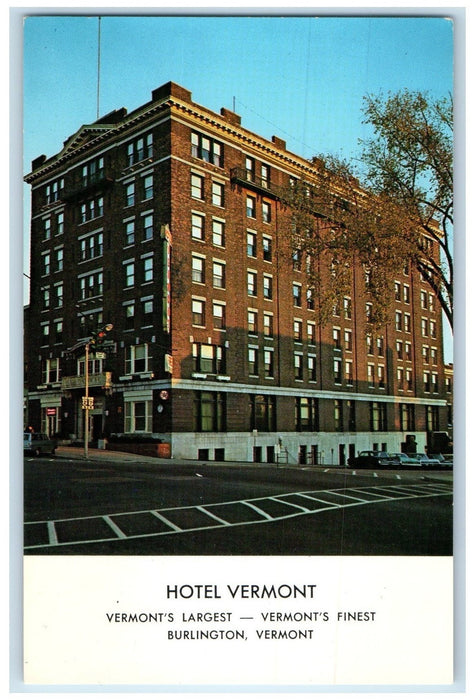 c1960's Hotel Vermont Exterior Largest And Finest Burlington Vermont VT Postcard