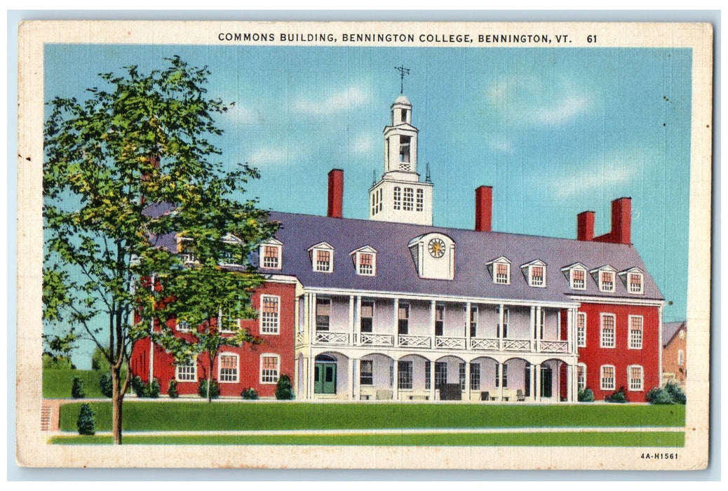 1937 Commons Building Exterior Bennington College Bennington Vermont VT Postcard