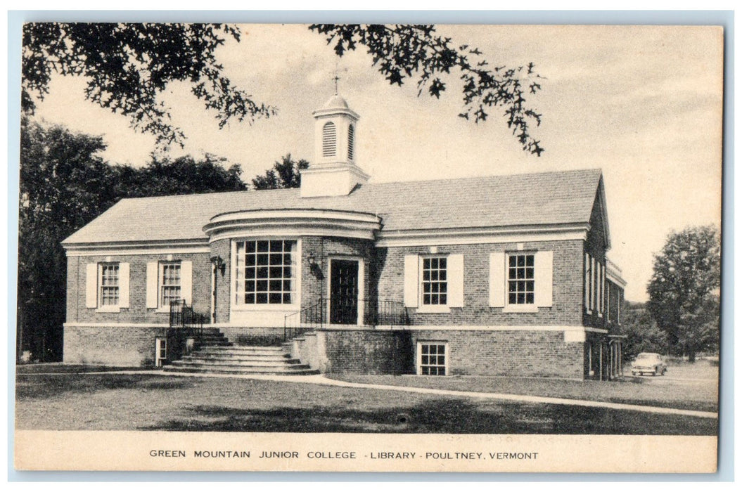 c1940's Green Mountain Junior College Library Poultney Vermont VT Trees Postcard