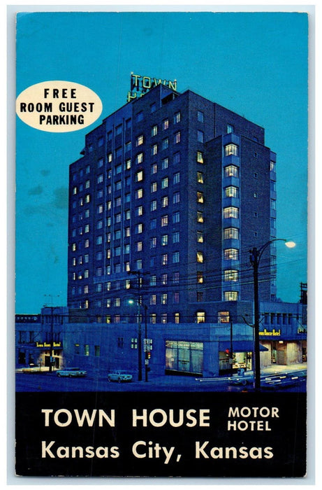 c1950 Town House Motor Hotel Building Restaurant kansas City kansas KS Postcard
