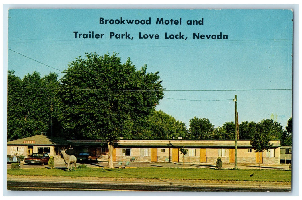 c1960's Brookwood Motel And Trailer Park Love Lock Nevada NV Unposted Postcard