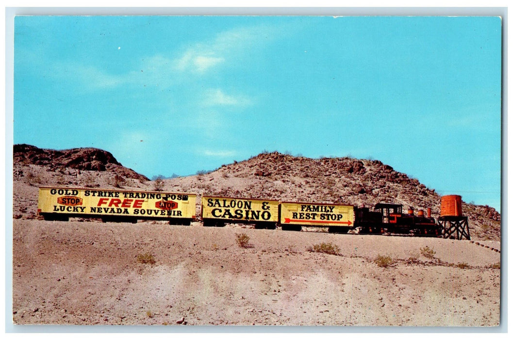 c1960's Gold Strike Inn Train Scene Boulder City Nevada NV Unposted Postcard