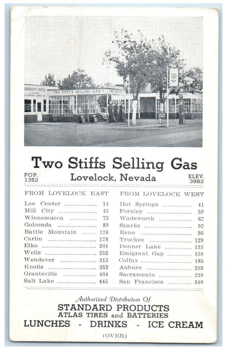 c1960's Tow Stiffs Selling Gas Roadside Lovelock Nevada NV Unposted Postcard