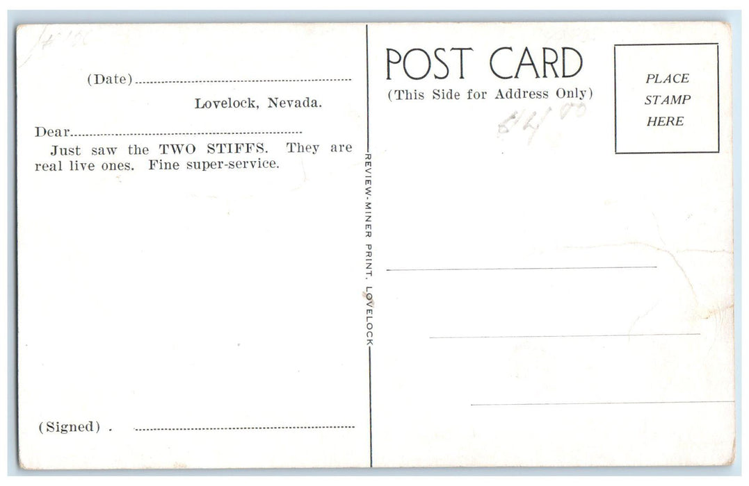 c1960's Tow Stiffs Selling Gas Roadside Lovelock Nevada NV Unposted Postcard