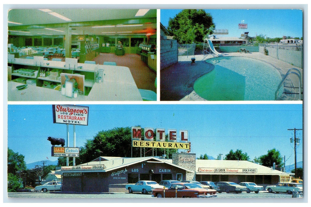 c1960s Sturgeon's Log Cabin Motel And Cabin Lovelock Nevada NV Unposted Postcard