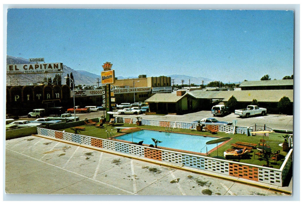 c1960's El Captain Motor Lodge & Casino Pool Scene Hawthorne Nevada NV Postcard