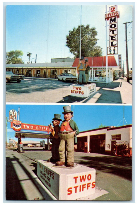 c1960's Two Stiffs Selling Gas And Motel Lovelock Nevada NV Unposted Postcard