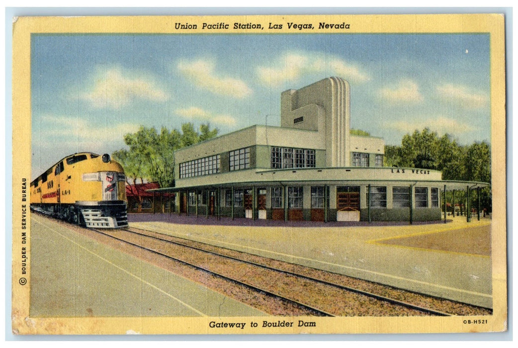 1940 Union Pacific Station Train Lococmotor Las Vegas Nevada NV Posted Postcard