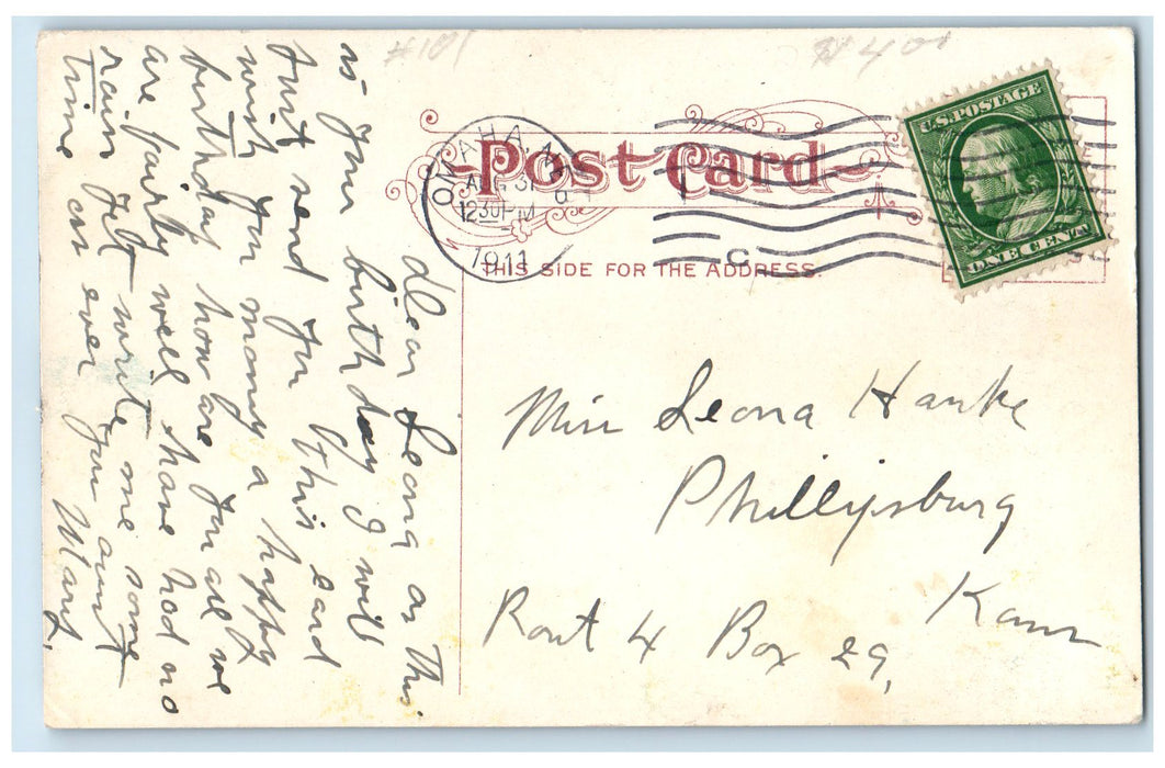 1911 New Pavilion Elmwood Park Omaha Nebraska NE Posted Vintage Car Postcard