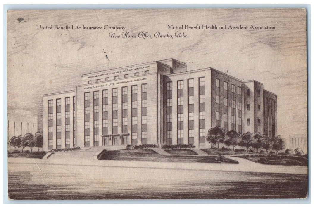 1939 United Benefit Life Insurance Company Exterior Omaha Nebraska NE Postcard