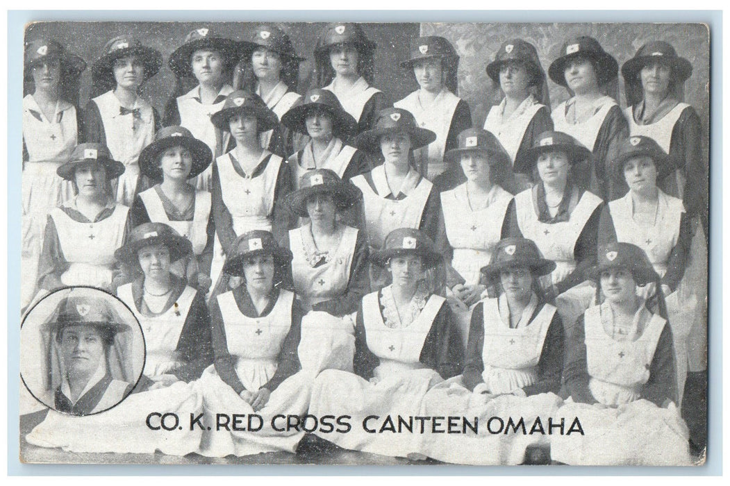 c1940s CO. K. Red Cross Canteen Nurses Scene Omaha Nebraska NE Unposted Postcard