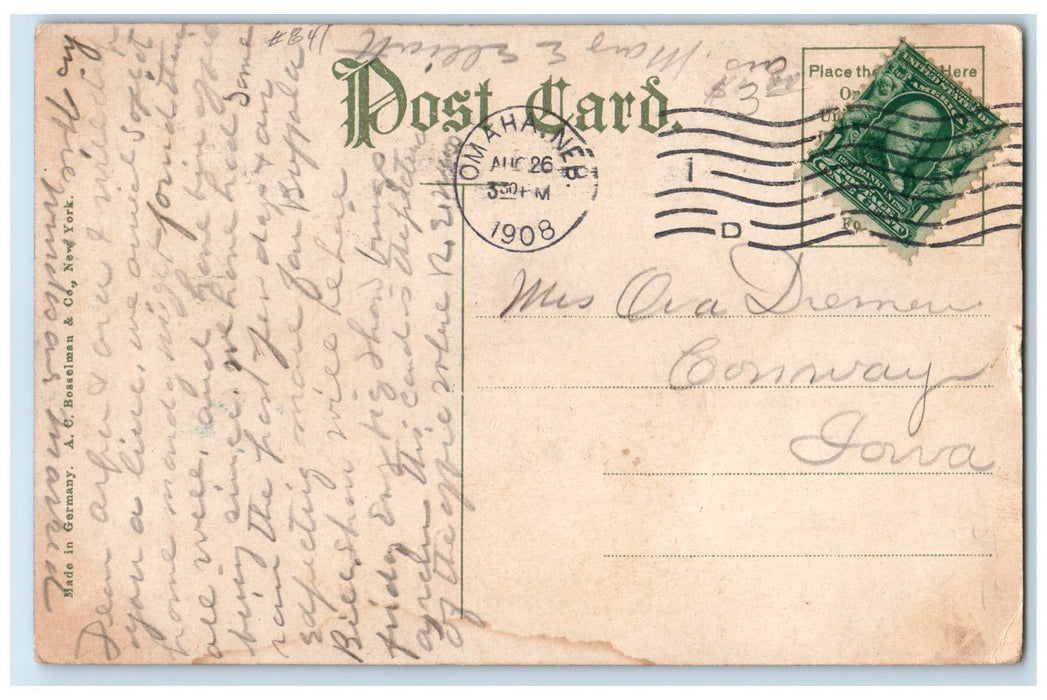 1908 New York Life Building Exterior Roadside Omaha Nebraska NE Posted Postcard