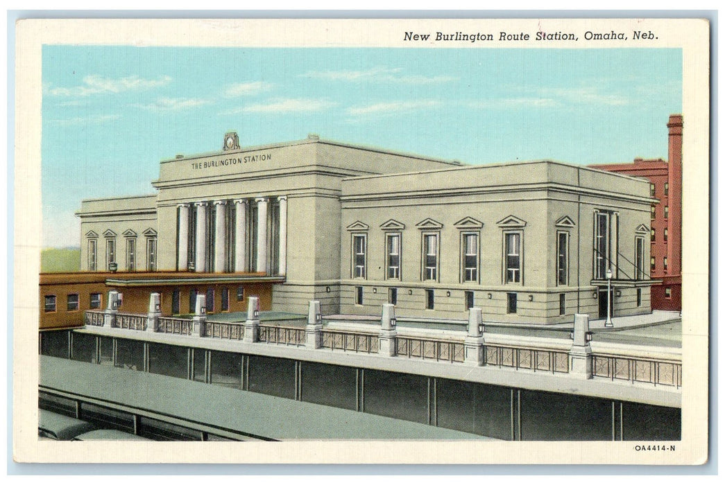 c1940s New Burlington Route Station Exterior Omaha Nebraska NE Unposted Postcard