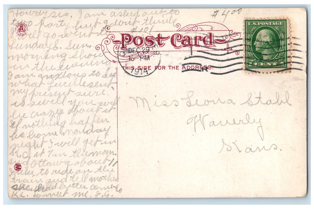 1914 Brandeis Theatre Exterior Roadside Omaha Nebraska NE Posted Car Postcard