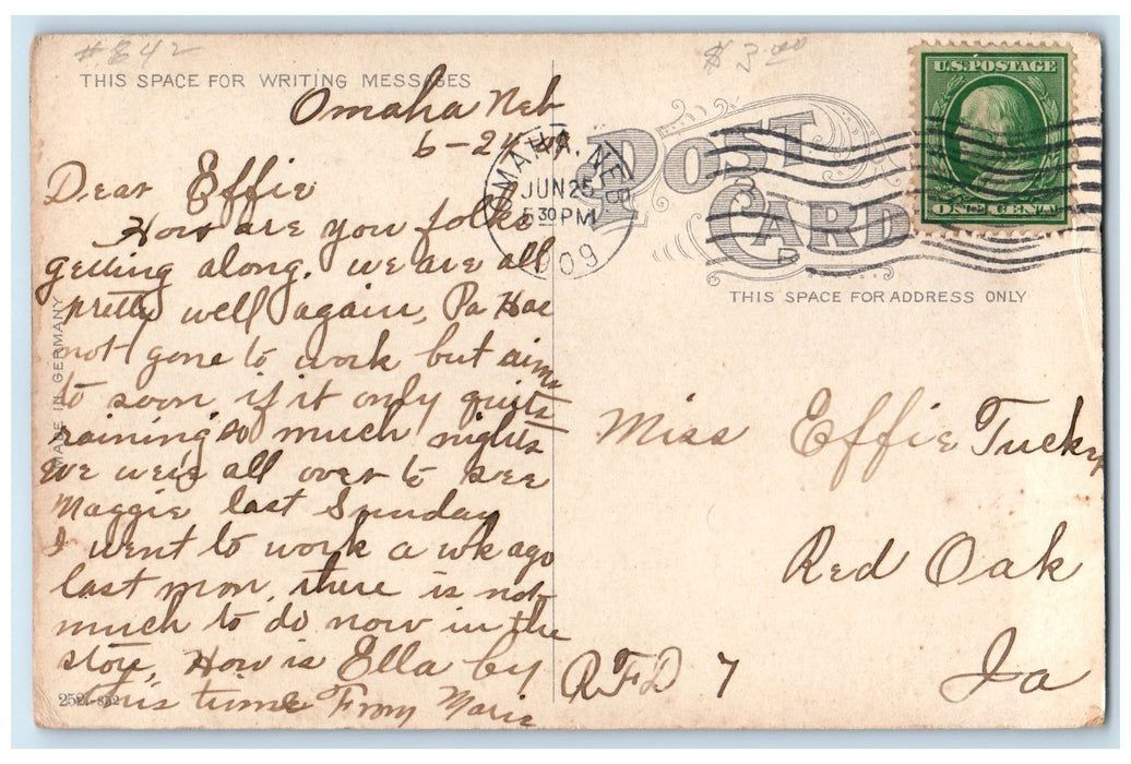 1909 Young Women's Christian Association Building Omaha Nebraska NE  Postcard