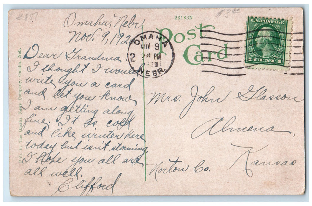 1920 St. Cecilia Cathedral Exterior Roadside Omaha Nebraska NE Posted Postcard