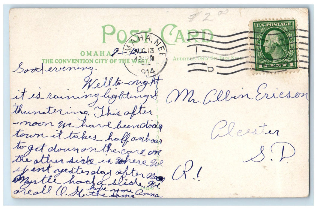 1914 Slide In Hanscom Park Children Sliding Omaha Nebraska NE Posted Postcard