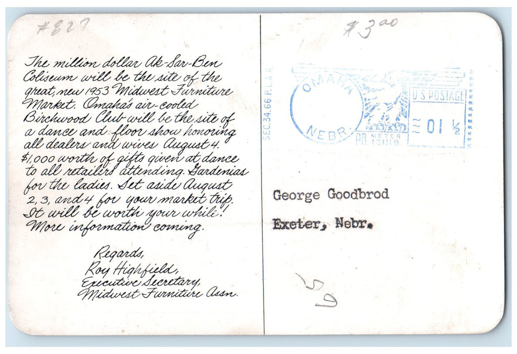 c1960s Ak-Sar-Ben Coliseum Exterior Roadside Omaha Nebraska NE Unposted Postcard