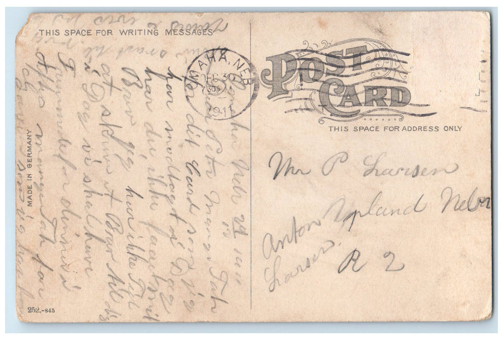 1911 Paxton & Murray Hotels Exterior Roadside Omaha Nebraska NE Posted Postcard