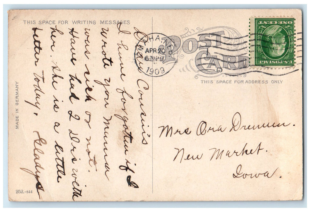 1909 St. Joseph Hospital Exterior Roadside Omaha Nebraska NE Posted Postcard