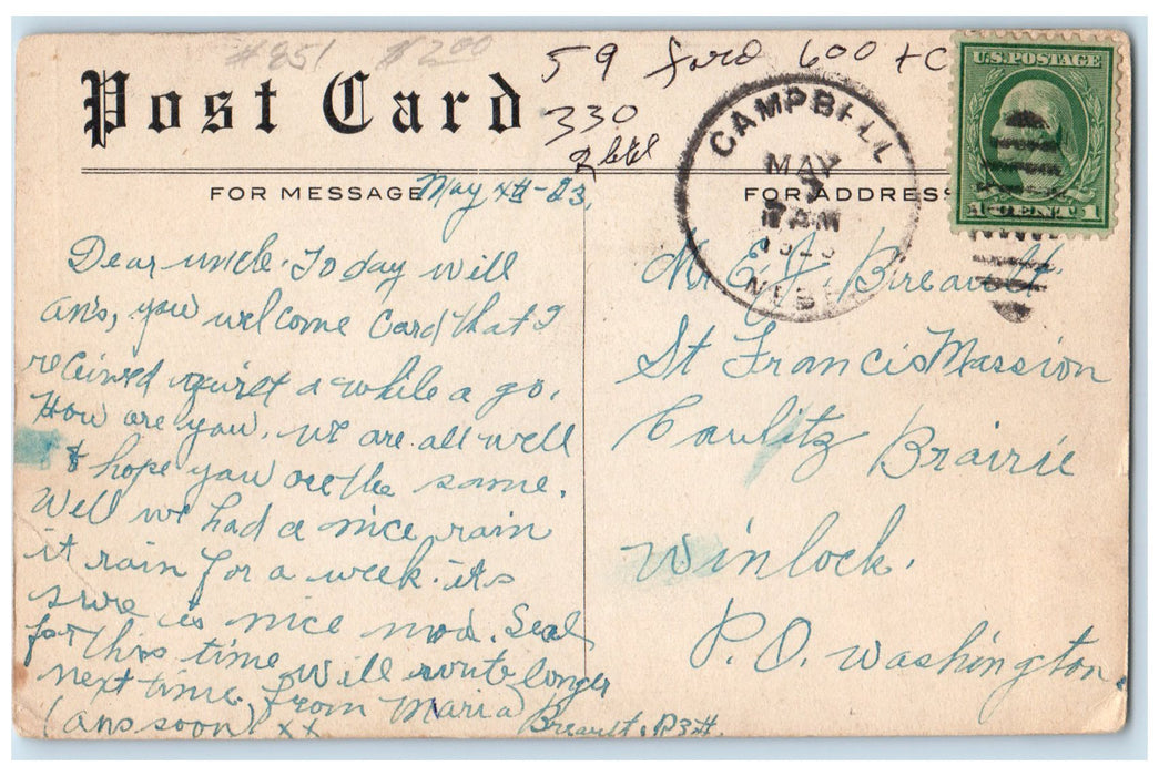 1943 Lincoln School Exterior Roadside Red Cloud Nebraska NE Posted Tree Postcard