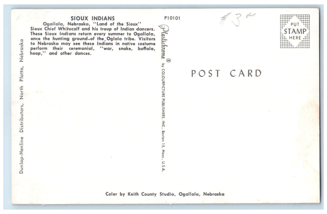 c1960's Sioux Indians Performers Land Of The Sioux Ogallala Nebraska NE Postcard