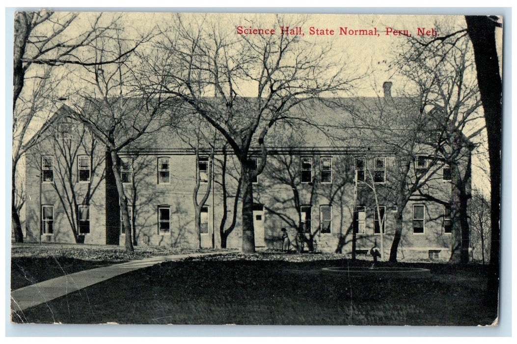 1912 Science Hall State Normal Exterior Peru Nebraska NE Posted Trees Postcard