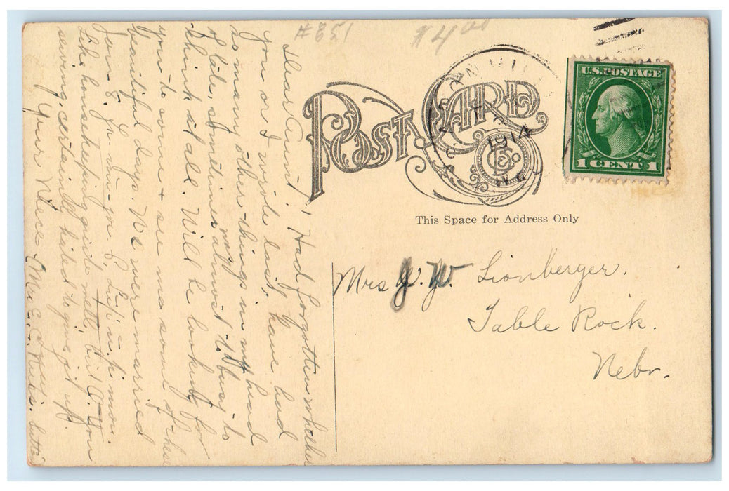 1914 Carnegie Library Exterior Roadside Sutton Nebraska NE Posted Trees Postcard