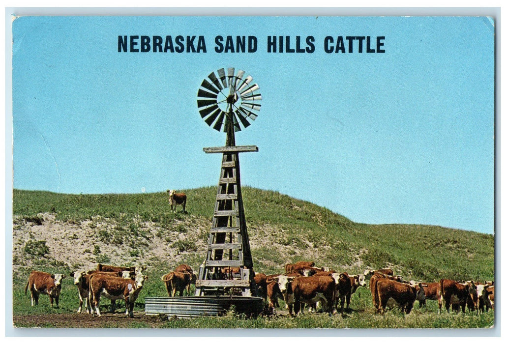 1974 Nebraska Sand Hills Cattle Water Wind Mill Cows Nebraska NE Posted Postcard