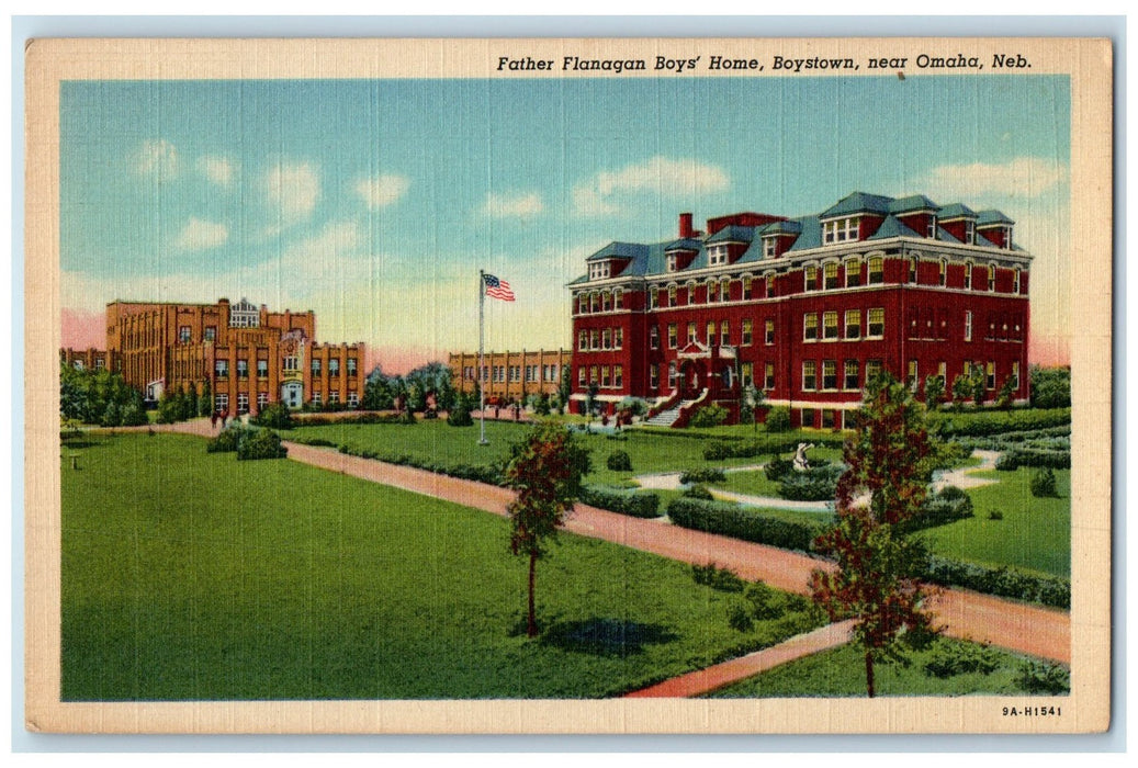 1945 Father Flanagan Boy's Home Exterior Boys Town Omaha Nebraska NE Postcard