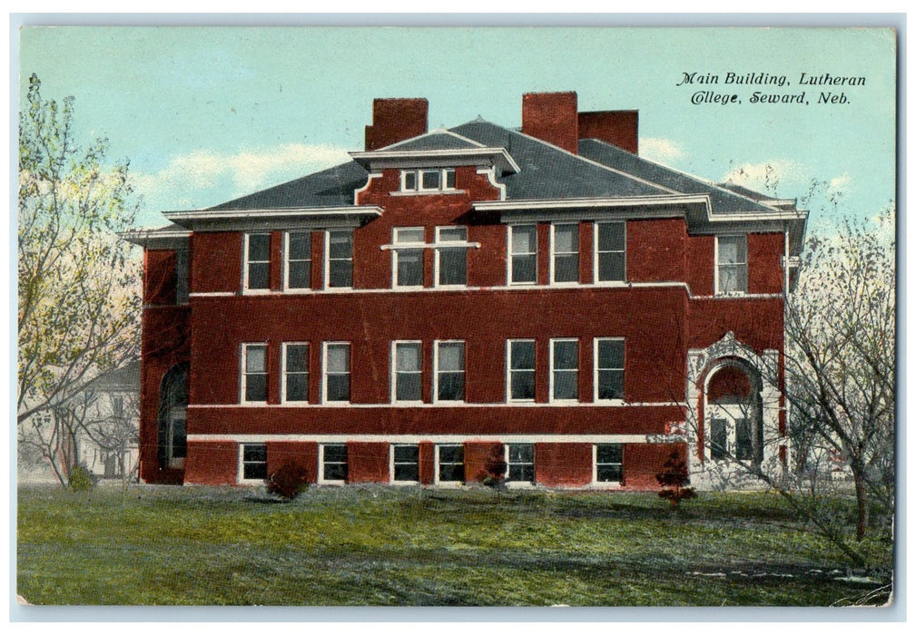 1914 Main Building Lutheran College Exterior Seward Nebraska NE Posted Postcard
