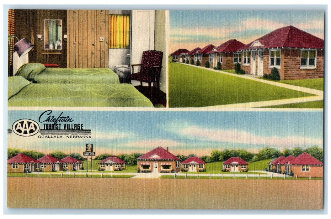 c1940s Chieftain Tourist Village Exterior Roadside Ogallala Nebraska NE Postcard