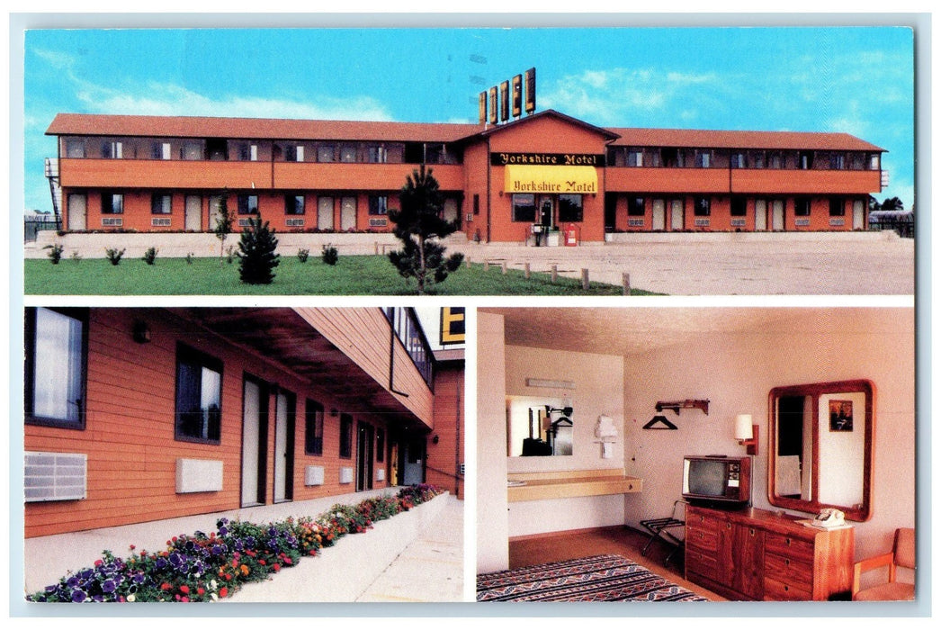 1991 Yorkshire Motel Exterior York Nebraska NE Posted Bedroom Interior Postcard