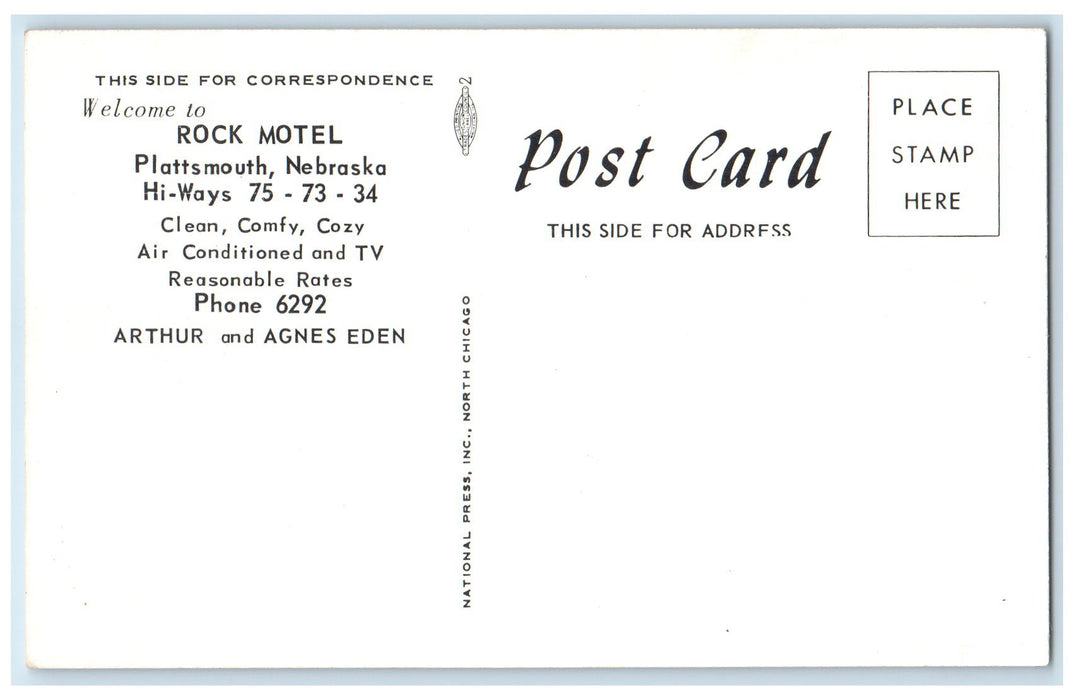 c1940's Rock Motel Exterior Roadside Plattsmouth Nebraska NE Unposted Postcard