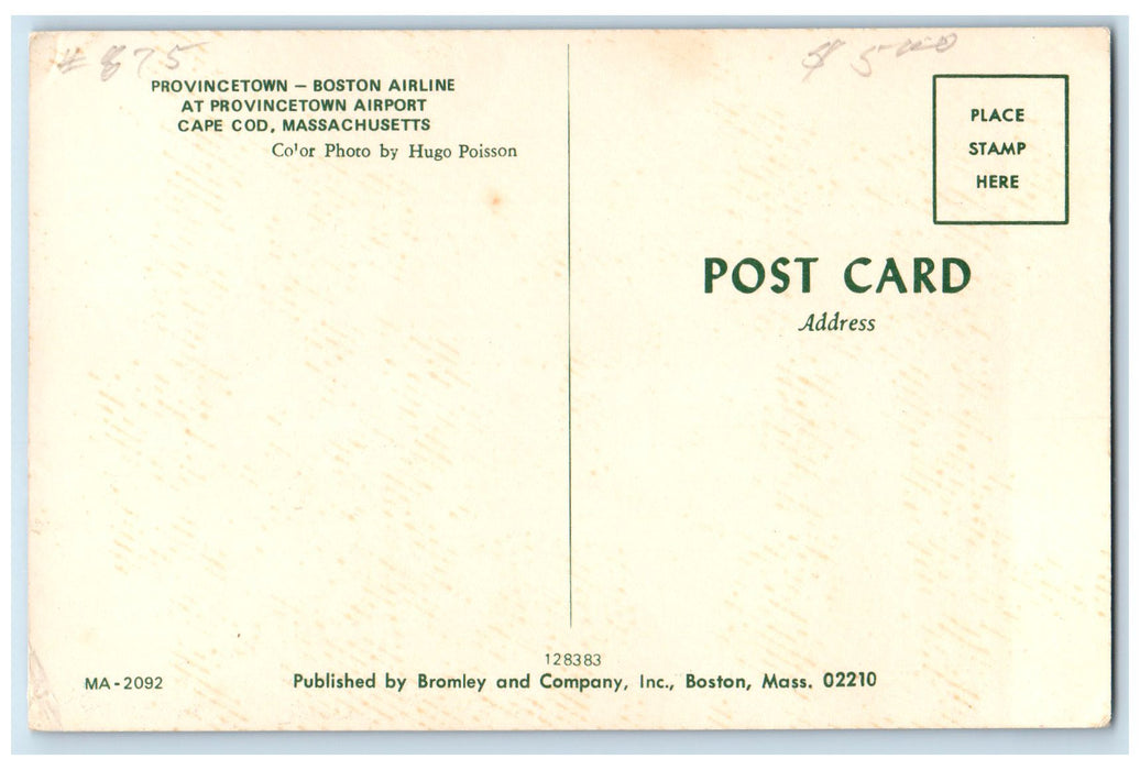 c1950's Provincetown Boston Airline Airport Cape Cod Massachusetts MA Postcard