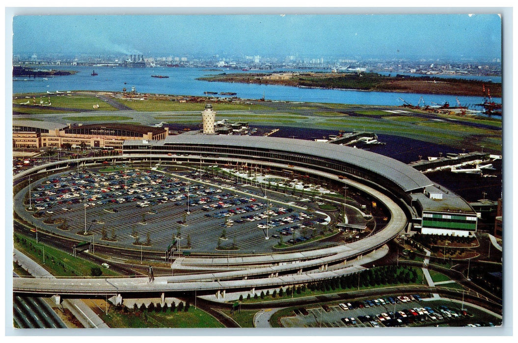c1950 Aerial View Parking Space Airplane La Guardia Airport New York NY Postcard
