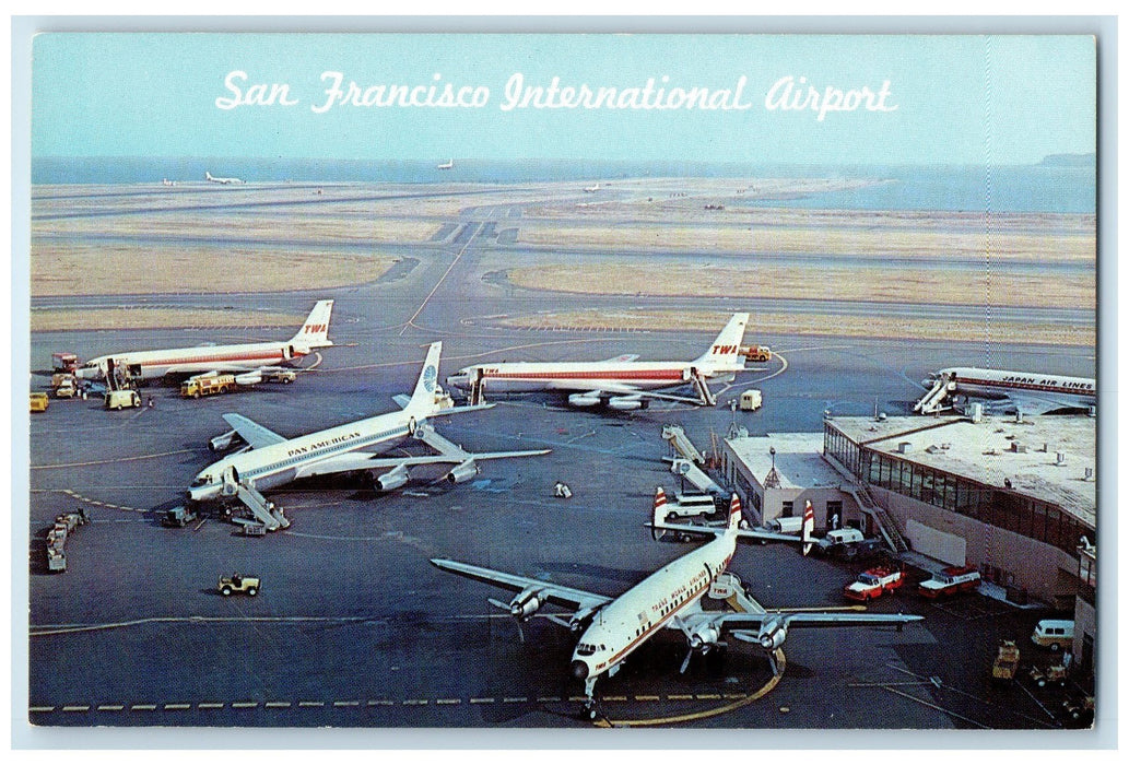 c1950 San Francisco International Airport Airplane Runway California CA Postcard