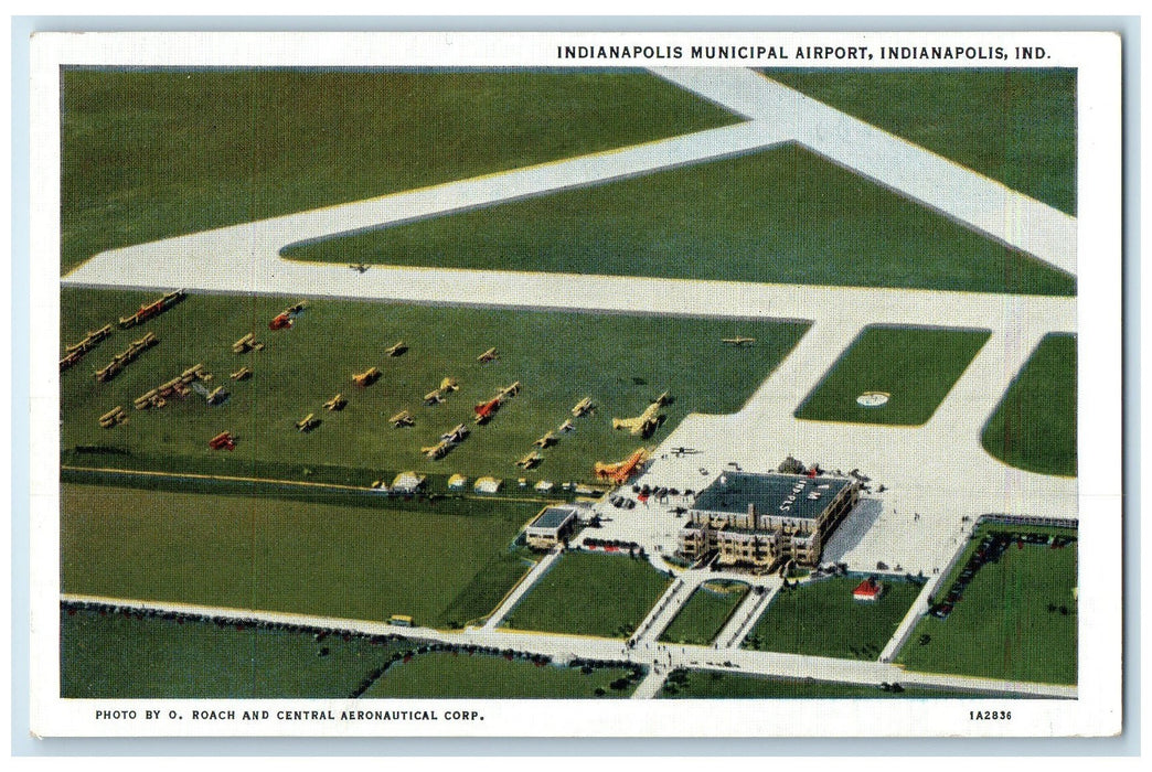 c1940's Indianapolis Municipal Airport Airplane Indianapolis Indiana IN Postcard
