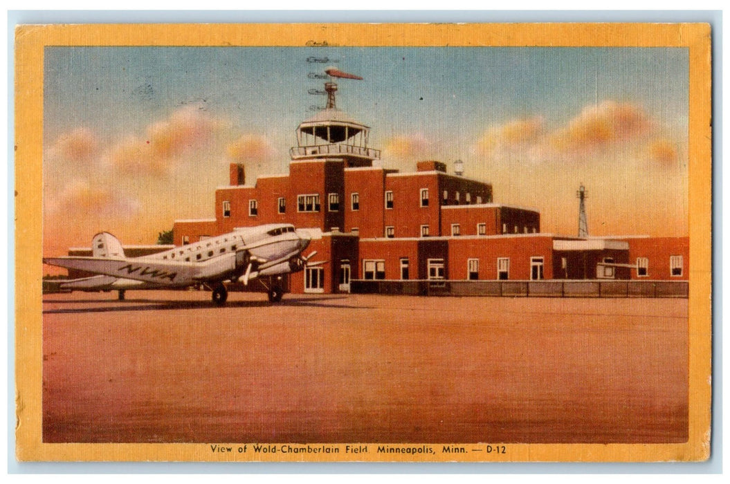 1946 Wold Chamberlain Field Airplane Building Minneapolis Minnesota MN Postcard
