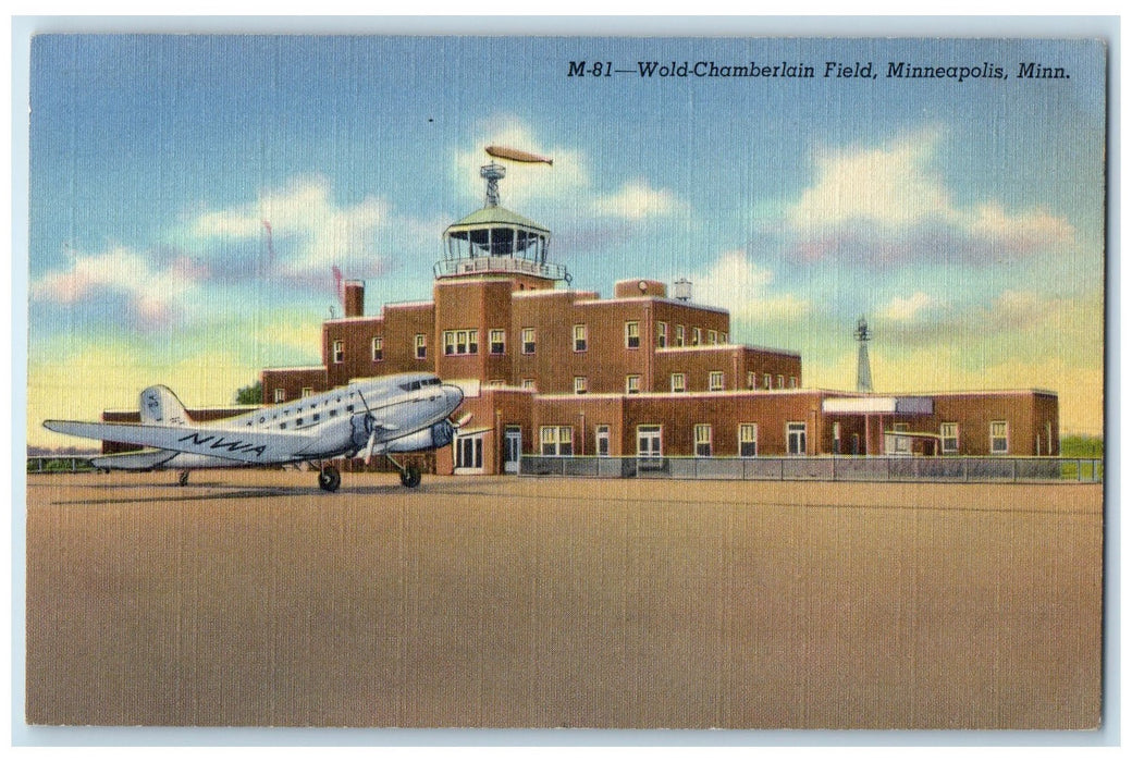 c1940's Wold Chamberlain Field Control Tower Minneapolis Minnesota MN Postcard