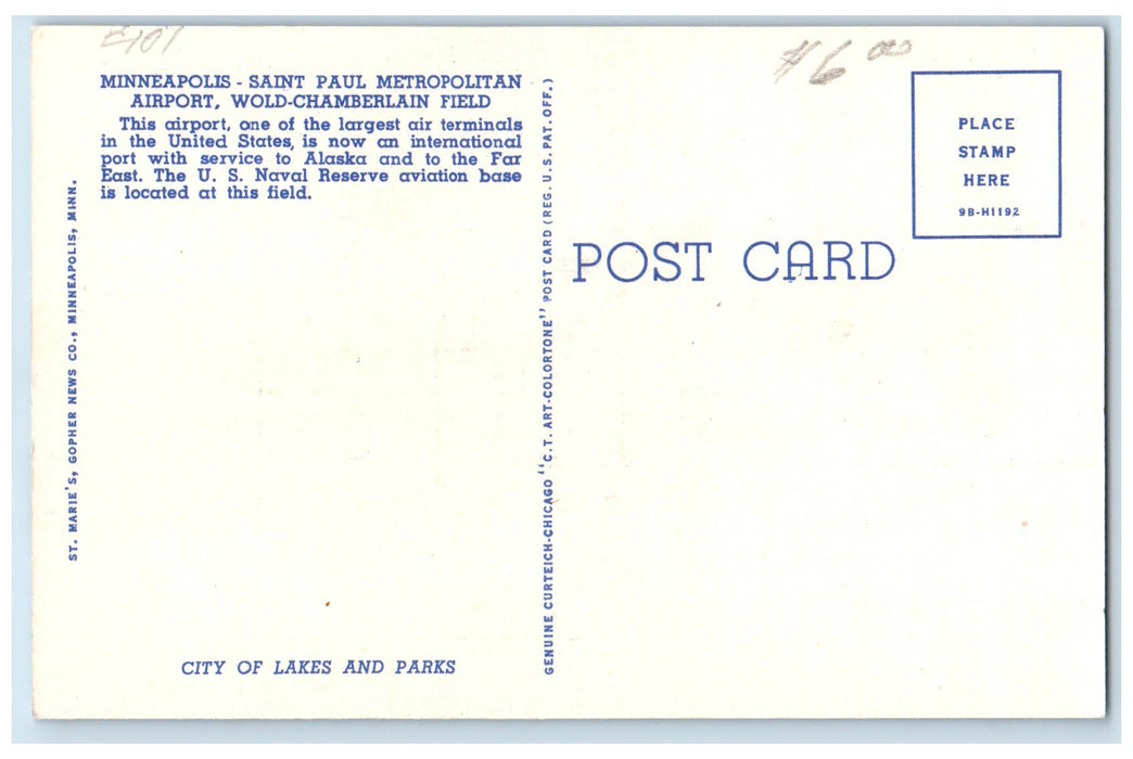 1956 Berry Field Nashville's Municipal Airport Nashville Tennessee TN Postcard