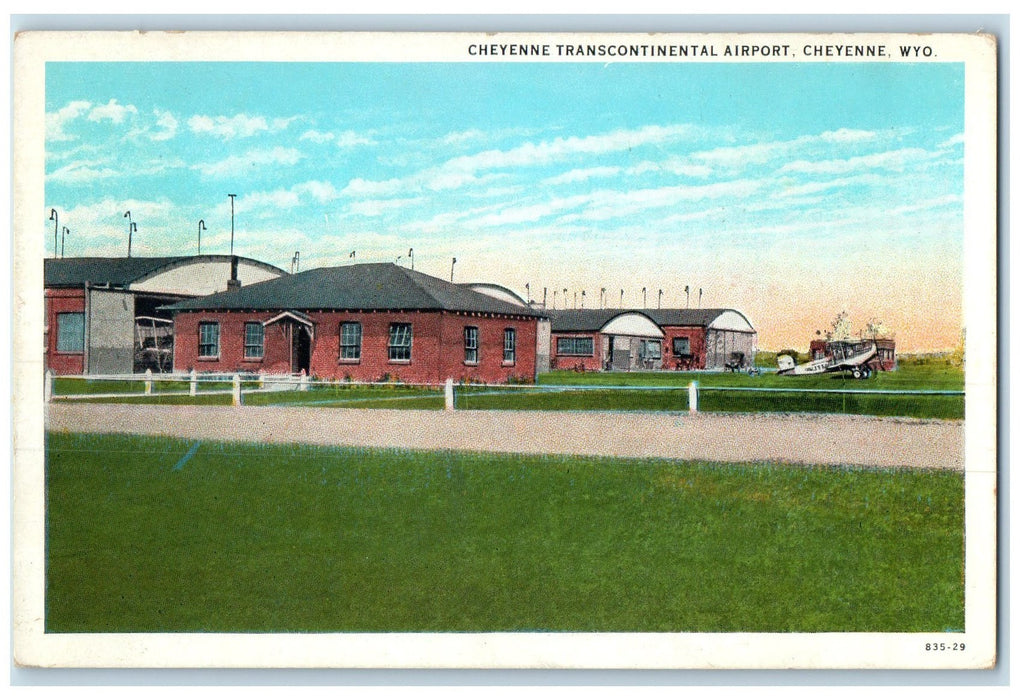 c1920's Cheyenne Intercontinental Airport Airplane Cheyenne Wyoming WY Postcard